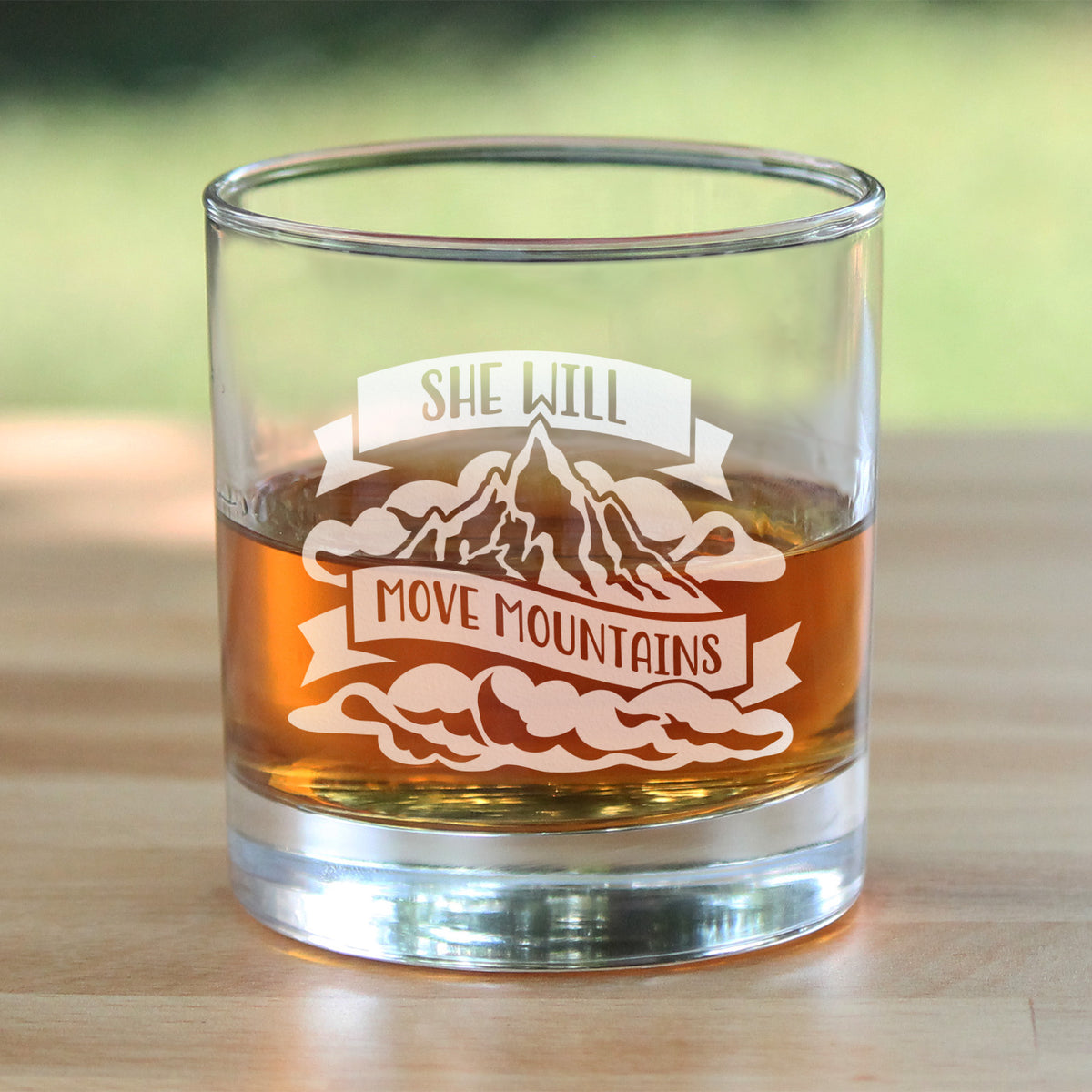 She Will Move Mountains - Whiskey Rocks Glass - Inspirational Gifts for Women - 10.25 oz Glasses