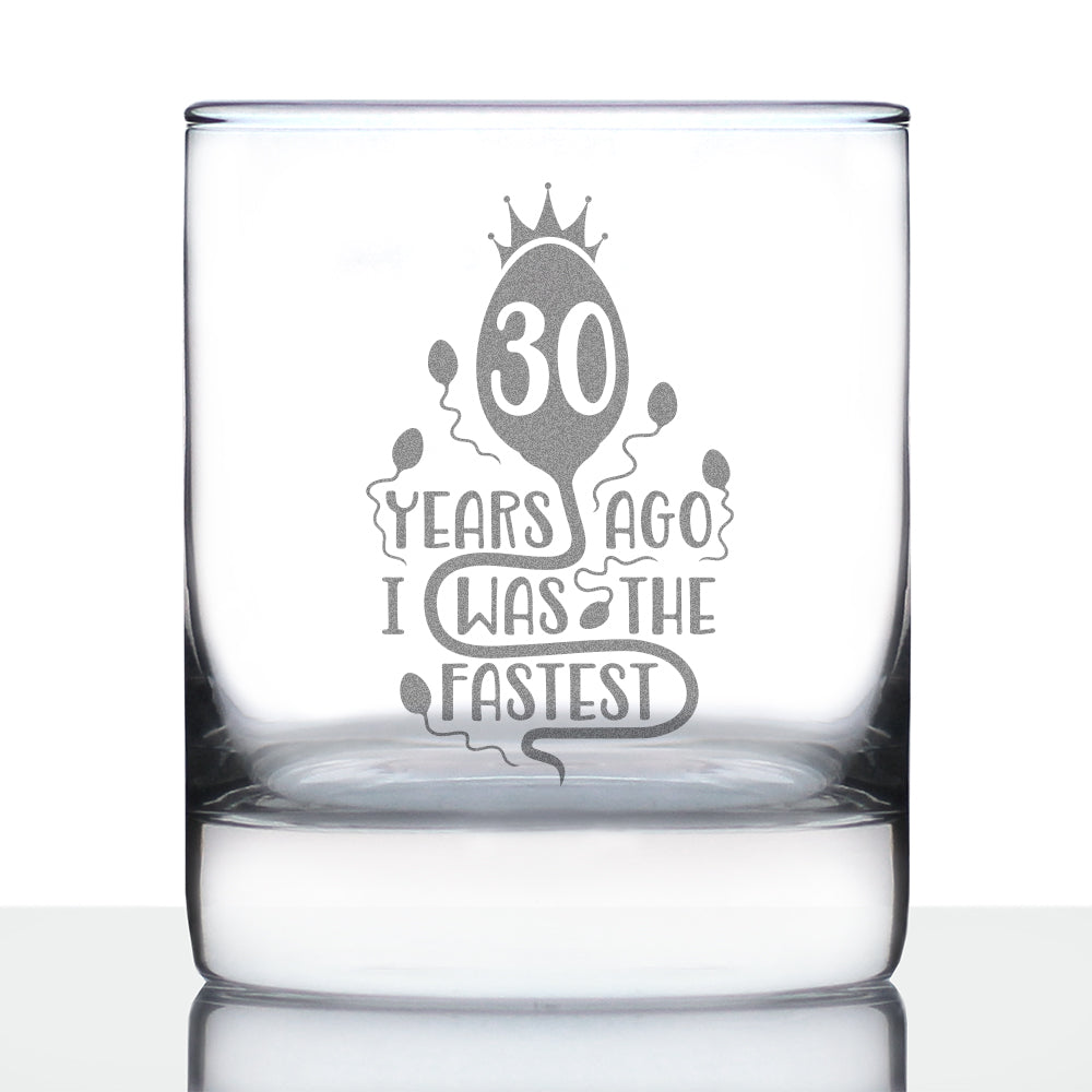 30 Years Ago I Was the Fastest - Whiskey Rocks Glass Gift - Funny 30th Birthday Gifts for Women and Men Turning 30 - 10.25 oz Glasses