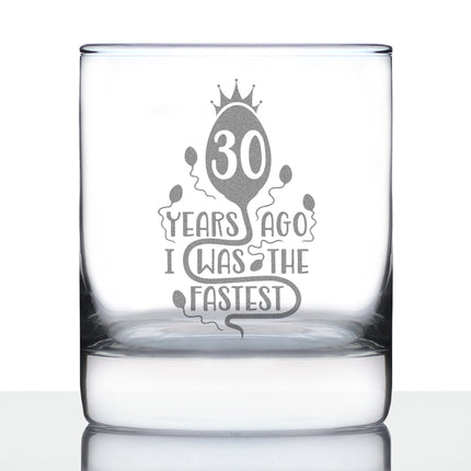 30 Years Ago I Was the Fastest - Whiskey Rocks Glass Gift - Funny 30th Birthday Gifts for Women and Men Turning 30 - 10.25 oz Glasses