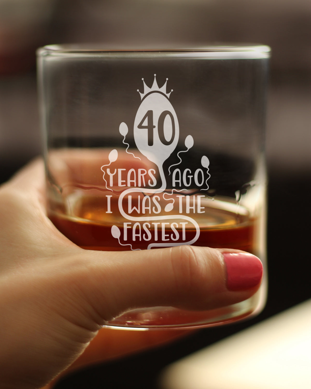 40 Years Ago I Was the Fastest - Whiskey Rocks Glass Gift - Funny 40th Birthday Gifts for Women and Men Turning 40 - 10.25 oz Glasses