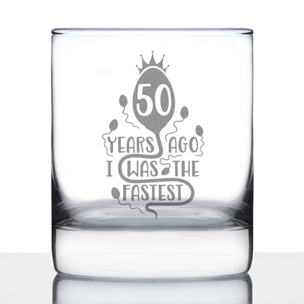 50 Years Ago I Was the Fastest - Whiskey Rocks Glass Gift - Funny 50th Birthday Gifts for Women and Men Turning 50 - 10.25 oz Glasses