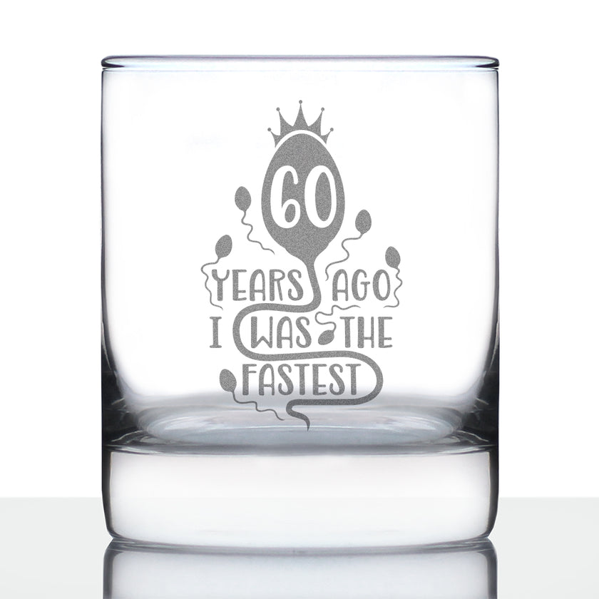 60 Years Ago I Was the Fastest - Whiskey Rocks Glass Gift - Funny 60th Birthday Gifts for Women and Men Turning 60 - 10.25 oz Glasses