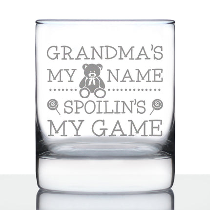 Grandma's My Name, Spoilin's My Game Rocks Glass - Funny Gifts for Grandma - 10.25 Oz Glasses