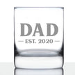 Dad Est 2020 - New Father Whiskey Rocks Glass Gift for First Time Parents - Bold 10.25 Oz Glasses