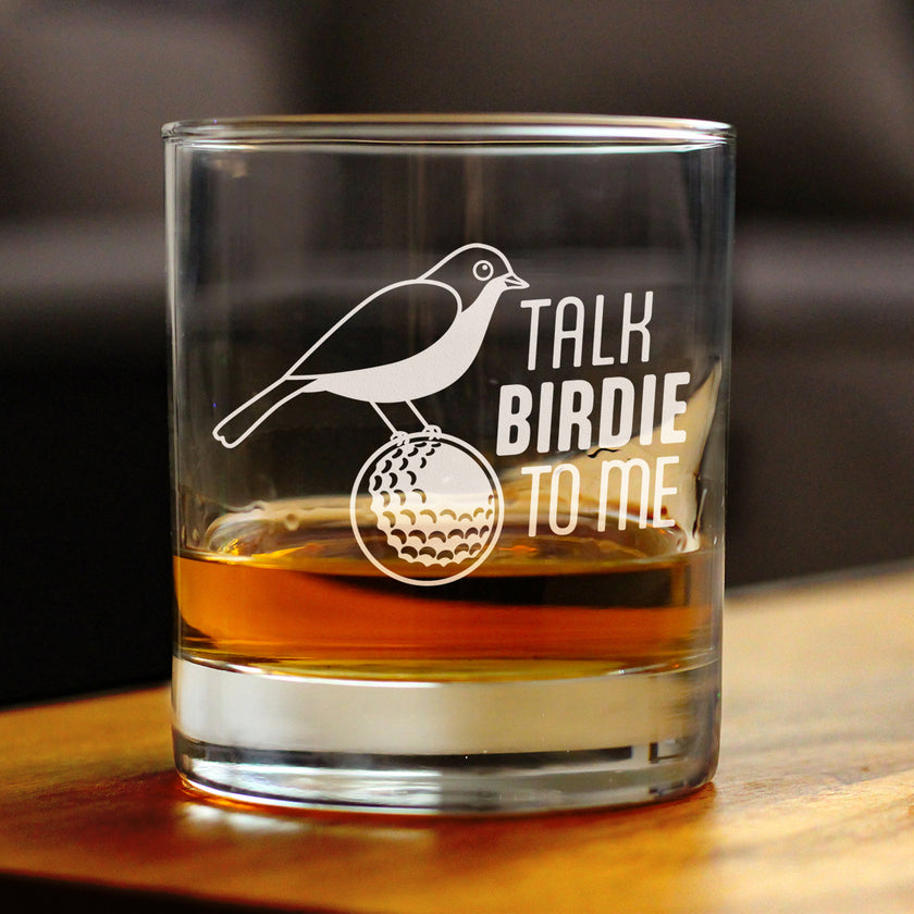 Funny Golf Gifts Engraved Rocks Glass Gifts Talk Birdie to Me Weighted Whiskey Glasses - 10.25 oz