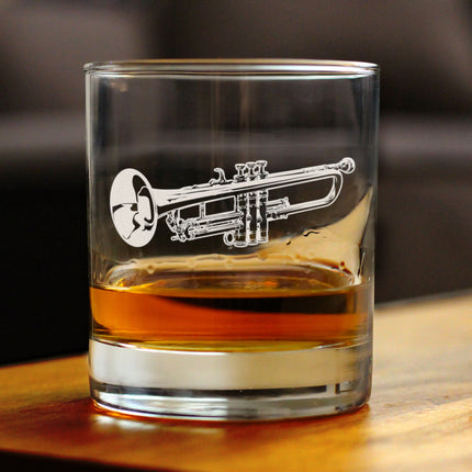 Trumpet Rocks Glass - Music Gifts for Trumpet Players, Teachers and Musical Accessories for Musicians that Play Trumpets - 10.25 Oz Glasses