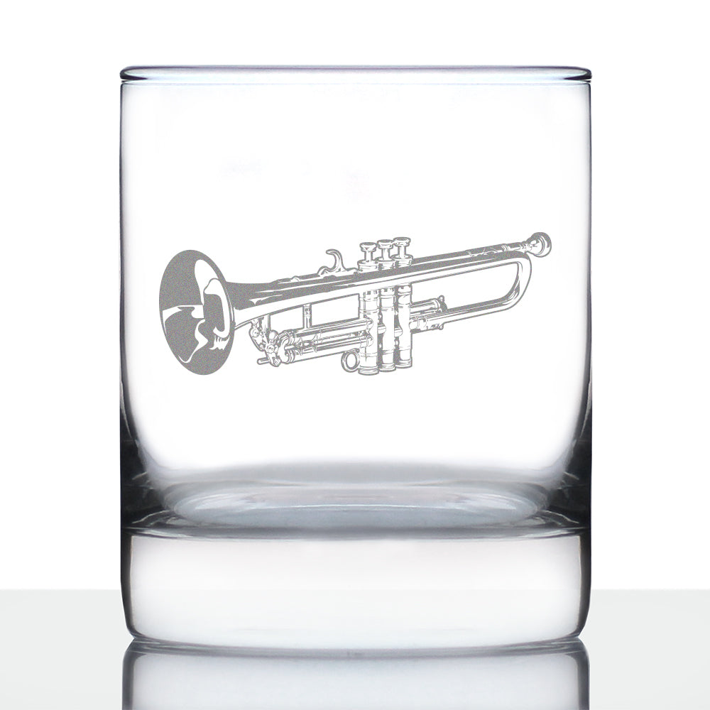 Trumpet Rocks Glass - Music Gifts for Trumpet Players, Teachers and Musical Accessories for Musicians that Play Trumpets - 10.25 Oz Glasses