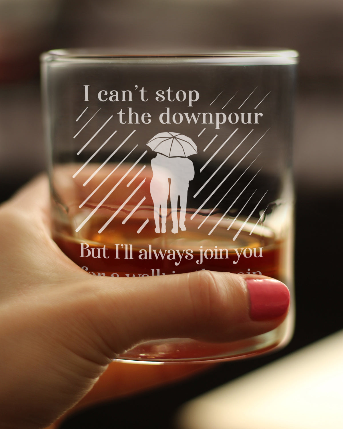 Walk in the Rain - Whiskey Rocks Glass Gift - Sympathy Gifts for Comfort and Encouragement - 10.25 oz Glasses