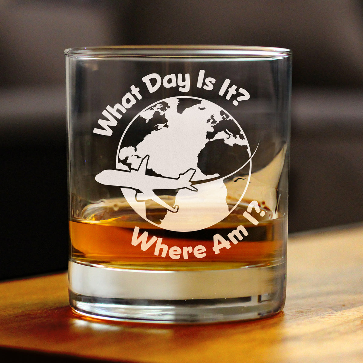 What Day Is It - Whiskey Rocks Glass - Funny Flight Attendant Gifts for Flight Attendants &amp; Pilots - 10.25 oz Glasses