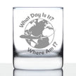 What Day Is It - Whiskey Rocks Glass - Funny Flight Attendant Gifts for Flight Attendants & Pilots - 10.25 oz Glasses