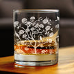 Chinoiserie Mural Pattern Engraved Rocks Glass - Full Wrap - Multi-Layer Engraved Whiskey Glasses - 10.25 oz