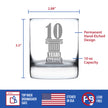 10 Years Strong Engraved Rocks Glass Gifts 10th Anniversary Party Decor Weighted Whiskey Glasses - 10.25 oz