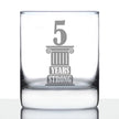 5 Years Strong Engraved Rocks Glass Gifts 5th Anniversary Party Decor Weighted Whiskey Glasses - 10.25 oz