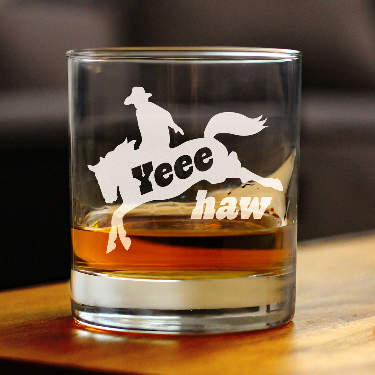 Yeehaw Engraved Rocks Glass Gifts Rodeo Party Decor &amp; Western Home Decorations Weighted Whiskey Glasses - 10.25 oz