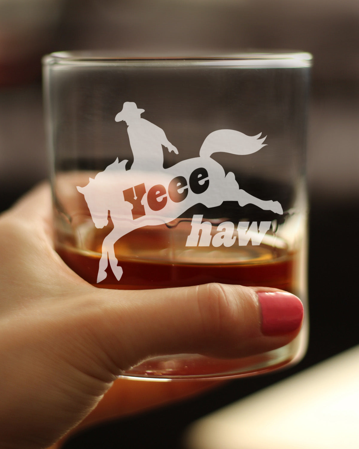 Yeehaw Engraved Rocks Glass Gifts Rodeo Party Decor &amp; Western Home Decorations Weighted Whiskey Glasses - 10.25 oz