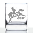 Yeehaw Engraved Rocks Glass Gifts Rodeo Party Decor & Western Home Decorations Weighted Whiskey Glasses - 10.25 oz