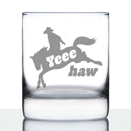 Yeehaw Engraved Rocks Glass Gifts Rodeo Party Decor & Western Home Decorations Weighted Whiskey Glasses - 10.25 oz