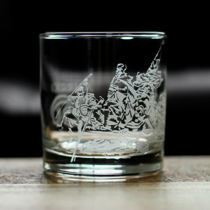 America 250 Washington Crossing the Delaware Engraved Rocks Glass America250 Official for 250th Anniversary of the USA Weighted Whiskey Glasses - 10.25 oz