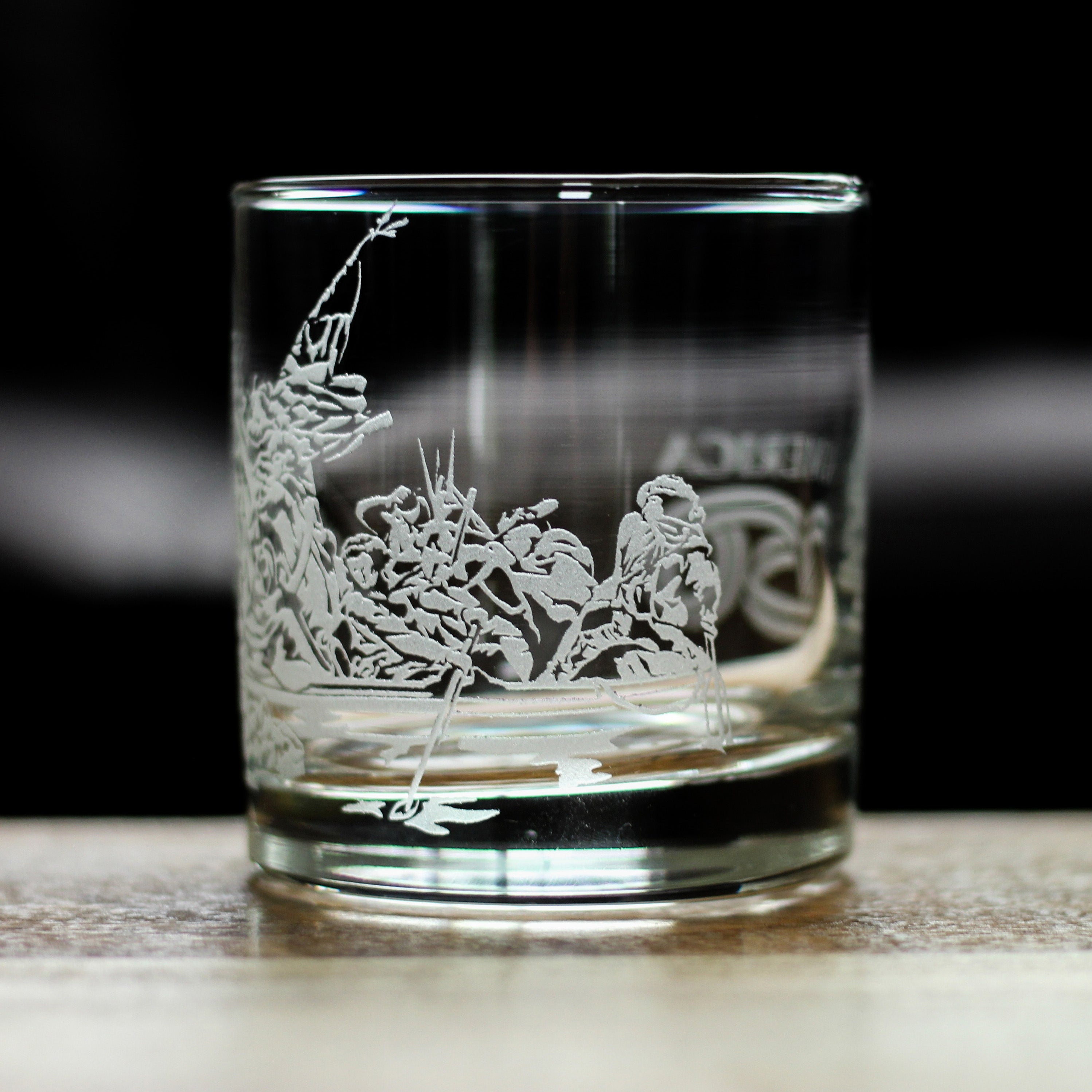 America 250 Washington Crossing the Delaware Engraved Rocks Glass America250 Official for 250th Anniversary of the USA Weighted Whiskey Glasses - 10.25 oz