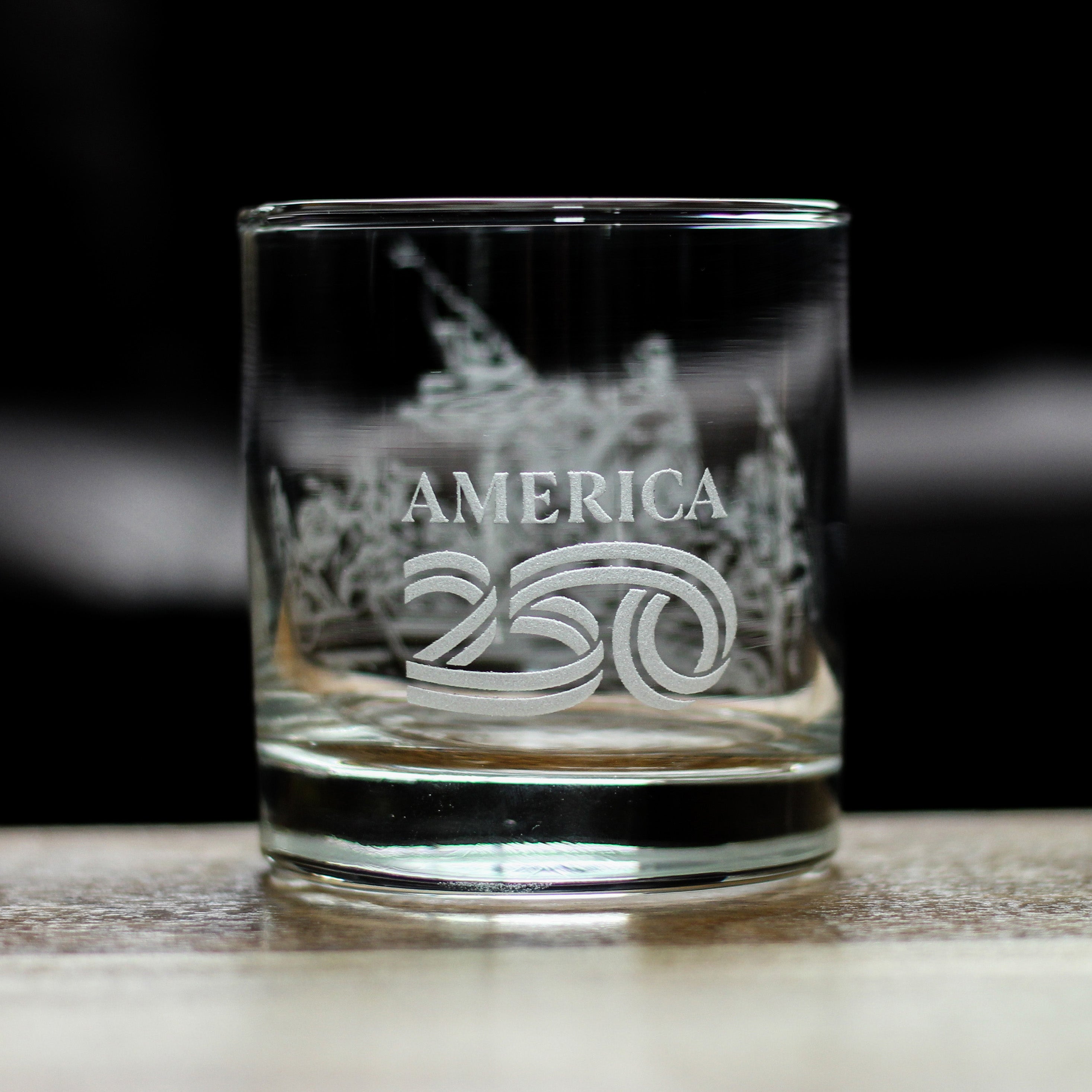America 250 Washington Crossing the Delaware Engraved Rocks Glass America250 Official for 250th Anniversary of the USA Weighted Whiskey Glasses - 10.25 oz