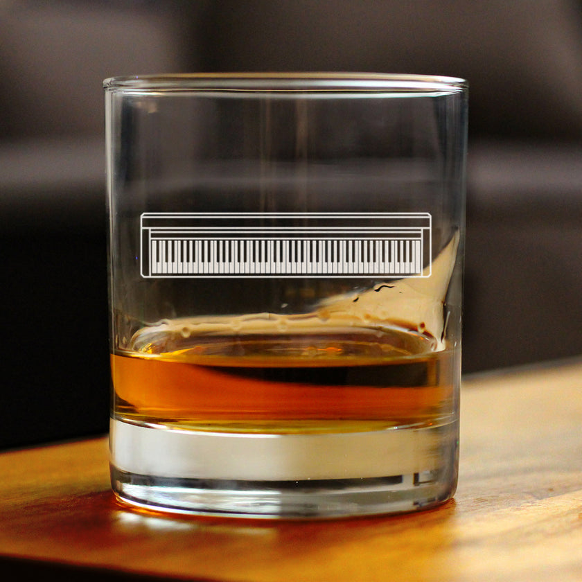Piano Keyboard Rocks Glass - Music Gifts for Musicians, Teachers and Musical Accessories for Women and Men that Play Keys - 10.25 Oz Glasses
