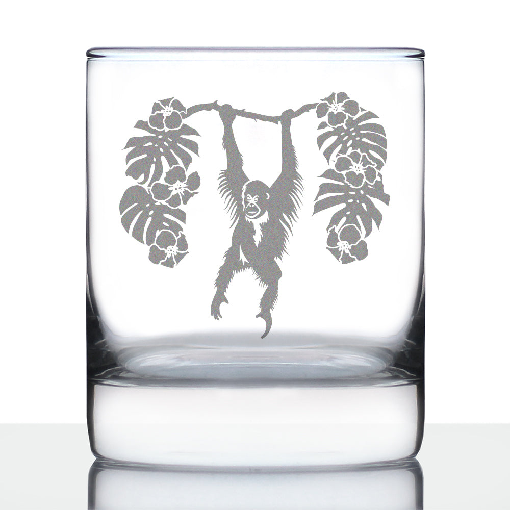 Orangutan Rocks Glass - Fun Wild Animal Themed Decor and Gifts for Lovers of Apes and Monkeys - 10.25 Oz Glasses