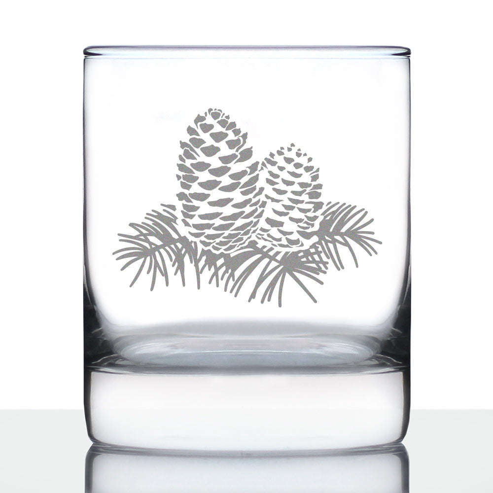 Pine Cone Rocks Glass - Rustic Themed Pinecones Decor and Cabin Gifts for  Women and Men - 10.25 Oz Glasses