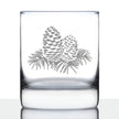 Pine Cone Rocks Glass - Rustic Themed Pinecones Decor and Cabin Gifts for Women and Men - 10.25 Oz Glasses