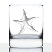 Starfish Rocks Glass - Beach Themed Decor and Decorative Ocean Glassware Gifts for Women and Men - 10.25 Oz Glasses