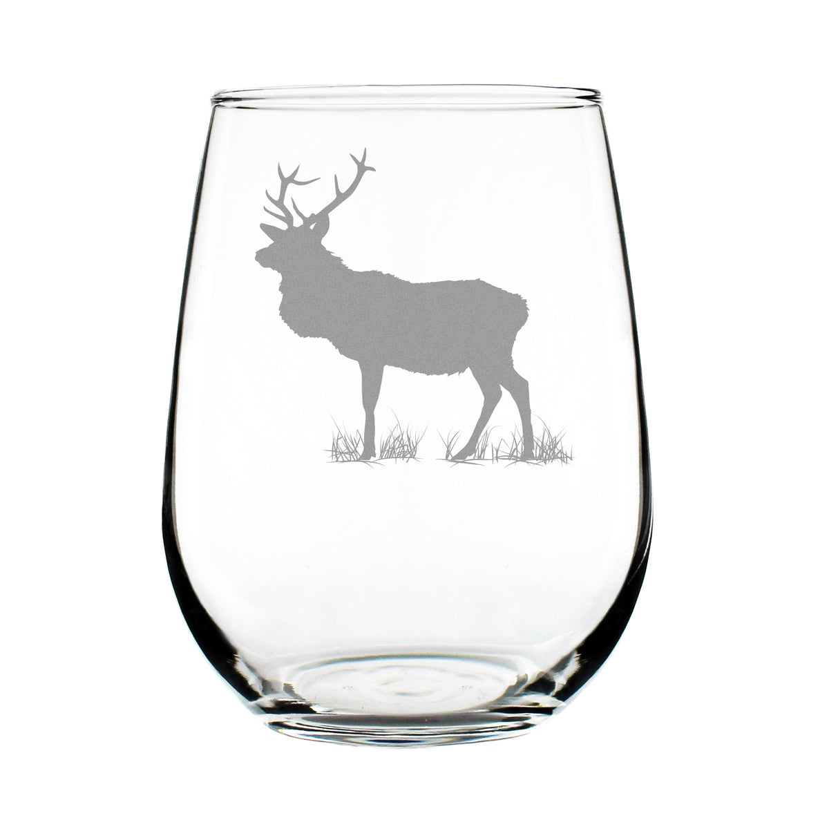 Elk Engraved Stemless Wine Glass - Single-Layer Engraving - 17 oz