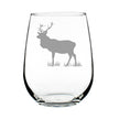 Elk Engraved Stemless Wine Glass - Single-Layer Engraving - 17 oz