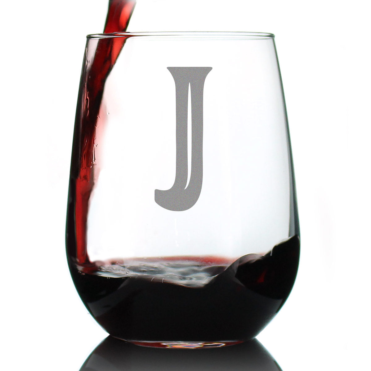 Monogram Letters - Floral &amp; Bold Styles - Stemless Wine Glass - Personalized Gifts for Women and Men - Large Engraved Glasses