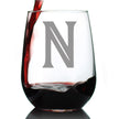 Monogram Letters - Floral & Bold Styles - Stemless Wine Glass - Personalized Gifts for Women and Men - Large Engraved Glasses