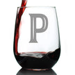 Monogram Letters - Floral & Bold Styles - Stemless Wine Glass - Personalized Gifts for Women and Men - Large Engraved Glasses