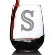 Monogram Letters - Floral & Bold Styles - Stemless Wine Glass - Personalized Gifts for Women and Men - Large Engraved Glasses