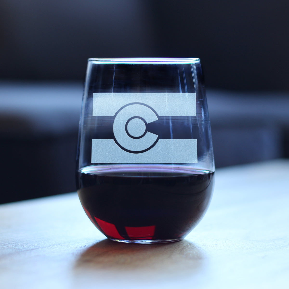 Colorado Flag - Cute Centennial State Stemless Wine Glass, Large 17 oz, Etched Sayings, Gift Box