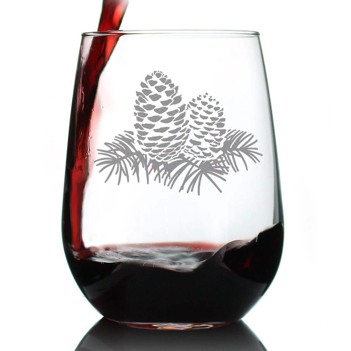 Pine Cone Stemless Wine Glass - Rustic Themed Pinecones Decor and Cabin Gifts for Women and Men - Large 17 Oz Glasses