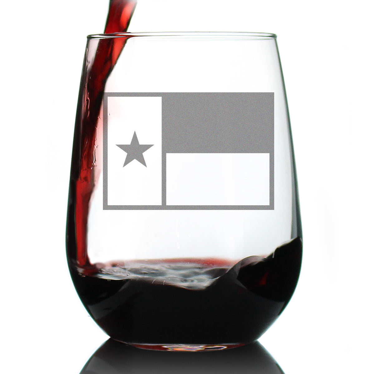 Texas Flag – Cute Funny Stemless Wine Glass, Large 17 Ounces, Etched Sayings, Gift Box
