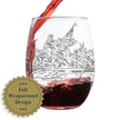 America 250 Washington Crossing the Delaware Engraved Stemless Wine Glass America250 Official for 250th Anniversary of the USA Wine Glasses - 15 oz