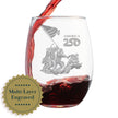 American 250 Raising the Flag on Iwo Jima Engraved Stemless Wine Glass America250 Official for 250th Anniversary of the USA Wine Glasses - 15 oz