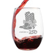 America 250 Cowgirl Boots Engraved Stemless Wine Glass America250 Official for 250th Anniversary of the USA Wine Glasses - 15 oz
