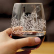 America 250 Washington Crossing the Delaware Engraved Stemless Wine Glass America250 Official for 250th Anniversary of the USA Wine Glasses - 15 oz