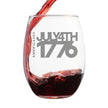 America 250 July 4 1776 Engraved Stemless Wine Glass America250 Official for 250th Anniversary of the USA Wine Glasses - 15 oz