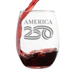 America 250 Logo Engraved Stemless Wine Glass America250 Official for 250th Anniversary of the USA Wine Glasses - 15 oz