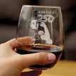 America 250 Rosie the Riveter Engraved Stemless Wine Glass America250 Official for 250th Anniversary of the USA Wine Glasses - 15 oz