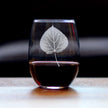 Aspen Leaf Engraved Stemless Wine Glass - Multi-Layer Engraving - 17 oz & 15 oz