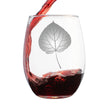 Aspen Leaf Engraved Stemless Wine Glass - Multi-Layer Engraving - 17 oz & 15 oz
