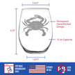 Crab Engraved Stemless Wine Glass - Multi-Layer Engraving - 17 oz & 15 oz