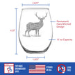 Deer Engraved Stemless Wine Glass - Multi-Layer Engraving - 17 oz & 15 oz