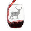 Deer Engraved Stemless Wine Glass - Multi-Layer Engraving - 17 oz & 15 oz
